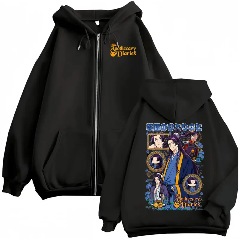 Anime The Apothecary Diaries Jinshi and Maomao Manga Zip Up Hoodies Men Women Vintage Fashion Cute Kawaii Sweatshirt Jacket Coat — image 1