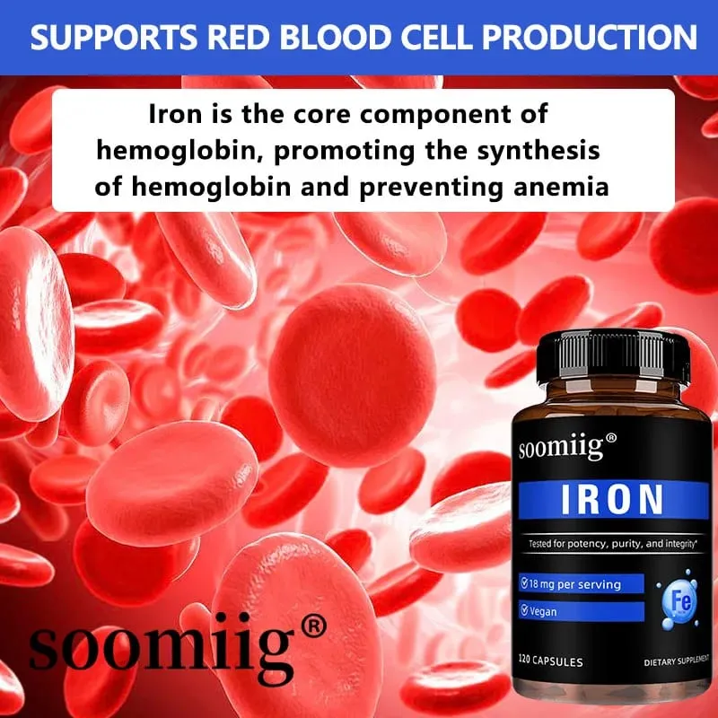 Iron Capsules High Absorption Daily Iron Supplement Support Energy Focus & Body Wellness Immune & Red Blood Cell Health — image 7