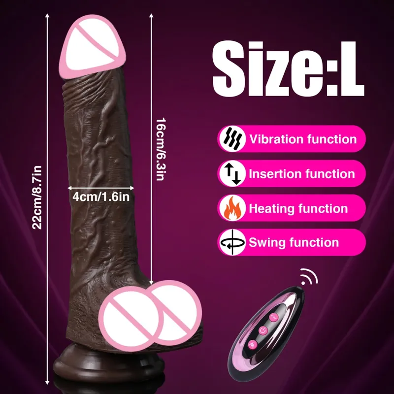 Realistic Dildo Telescopic Vibrator Silicone Penis Masturbation for Women Thrusting Dick Adult Heating Remote Control Sex Toys