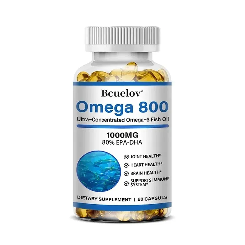 Bcuelov halolaj Omega 3 kiegészítők 1000 mg Softgels Omega 3 halolaj az egészséges szív agy támogatásáért 30/60/120 kapszula — image 9