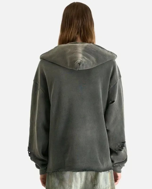 26SS Autumn Winter New Arrival Satoshi Nakamoto Hooded Sweatshirts Destructo Studded Washed Cotton Hooded Unisex Pullover — image 11