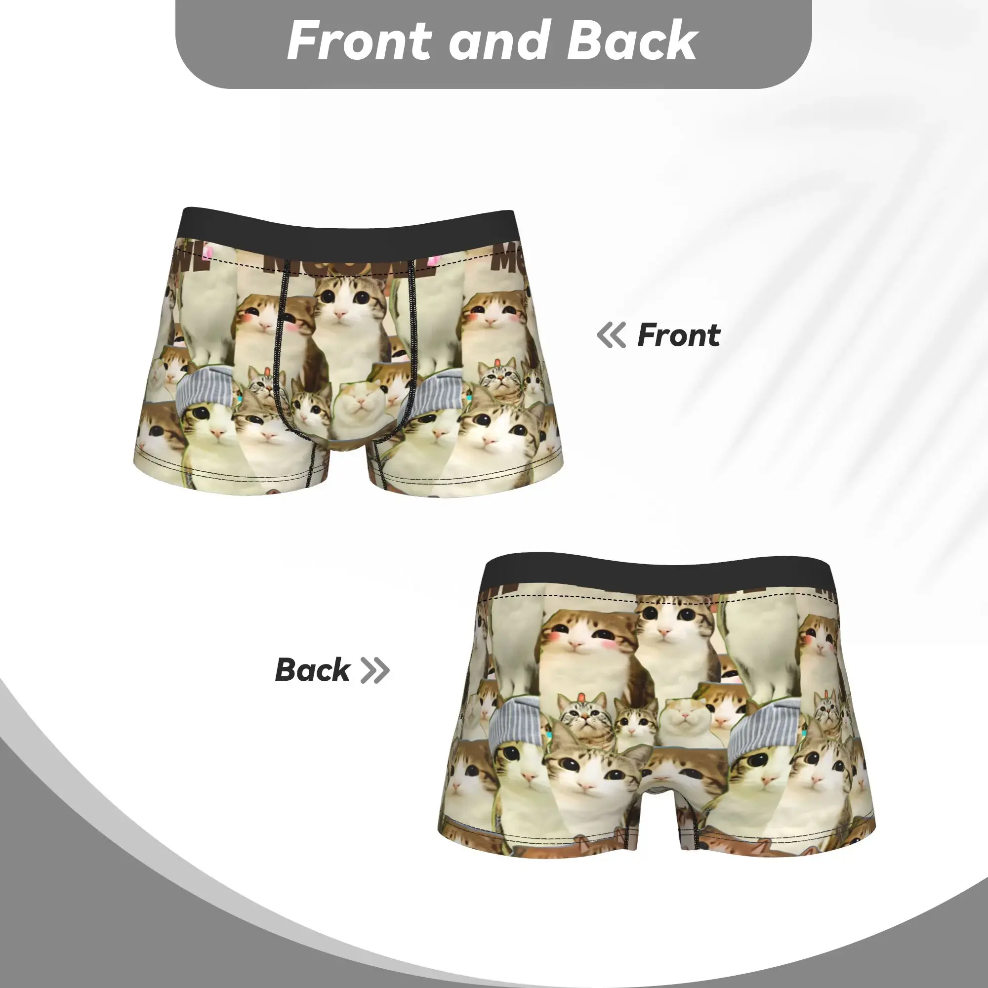 Meowl Cat Owl Cute Pet Stickers Underwear Comfortable Panties Customs Boxer Brief For Males 3D Pouch Oversize Trunk — image 4