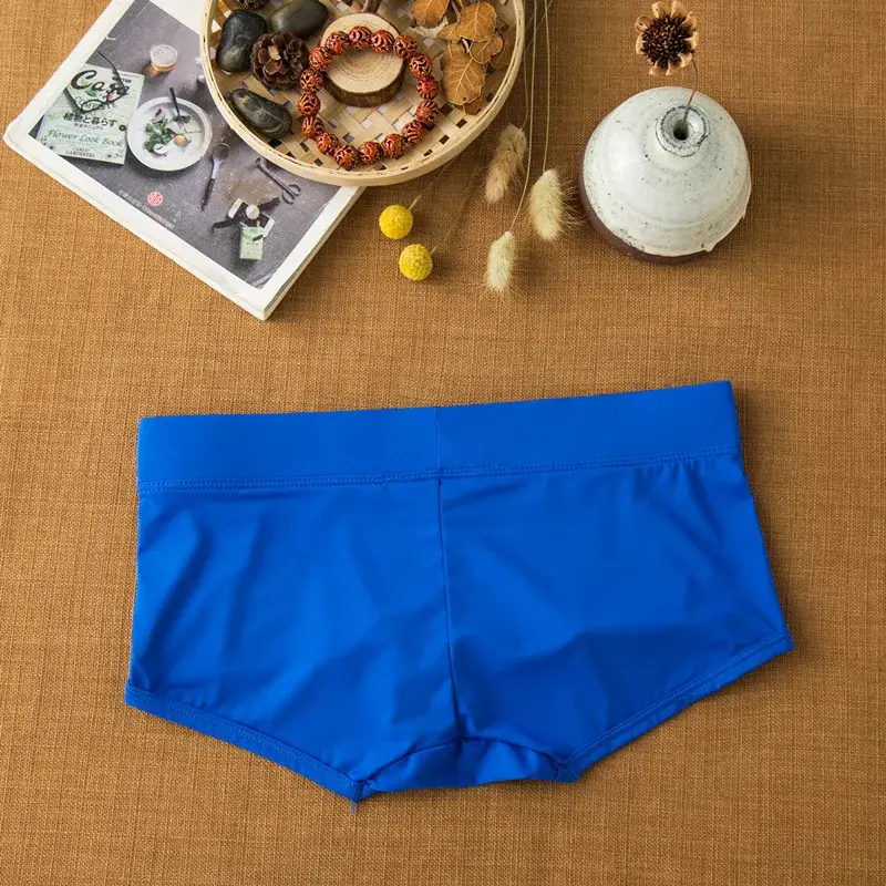 Cueca masculina de seda com leite de ângulo plano, confortável e adequada para a pele, respirável, sedosa, suave, secagem rápida, boxers baixos