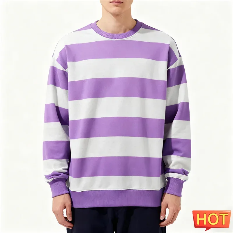 Enkla randiga grafiska tröjor för män Mode trendiga långärmade 3D-tryckta fula sweatshirts Casual överdimensionerade tröjor Toppar — image 4