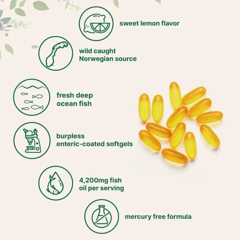 Συμπληρώματα Triple Strength Omega 3 Fish Oil 4200mg ανά μερίδα 120 μαλακές γέλη με γεύση λεμόνι Burpless EPA — image 4