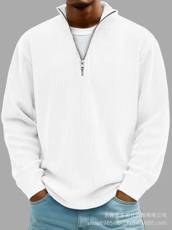 Outono inverno masculino gola zip-up moletom solto manga longa casual diário ao ar livre moda na moda casacos masculinos — image 6