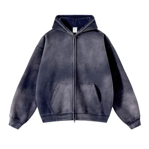 Panlalaking Zip Up Hoodies Tie Dye Washed Double Oversize Cardigan Sweatshirt Maluwag Plush Gradient Man Hooded Pullover Winter — image 10