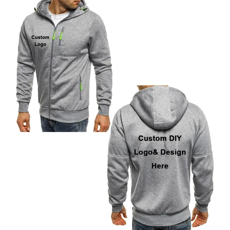 Ang naka - hood na zipper jacket ng kalalakihan na may bulsa na pasadyang logo ng imahe ng teksto kaswal na sports streetwear men's cardigan wool sweater fashion — image 7