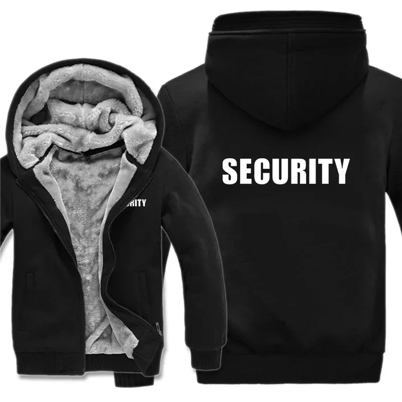 Security Hoodies Men Cool Winter Thicken Wool Liner Security Professional Work Clothes Sweatshirts Pullover Jacket