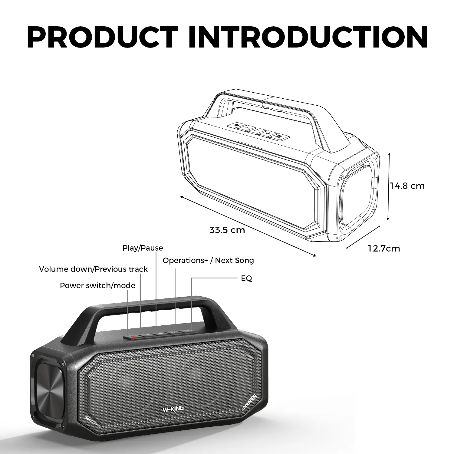 BT261-2 Portable Bluetooth 80W Wireless Speaker IPX6 Waterproof Loud with Bass Boost Stereo Pairing Reverse Charging