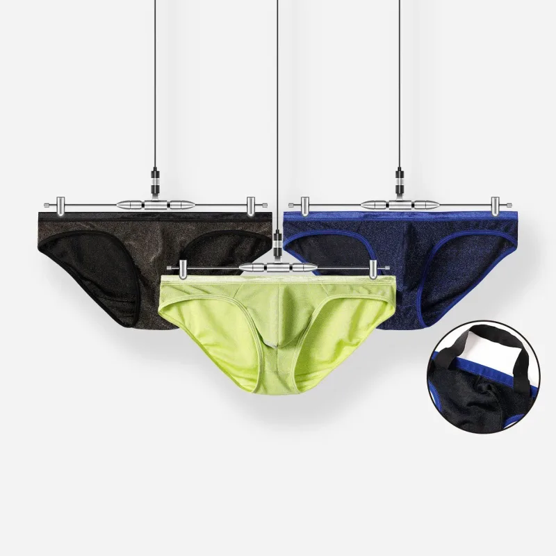 Men's Ice Silk Triangle Panties Sexy U-Shape Thin Briefs Breathable Mesh Low-Waist Underwear — image 15