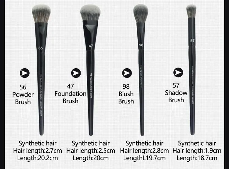 2 pièces/ensemble pinceaux de maquillage noirs Pro poudre de cheveux synthétiques ombre à paupières tache point culminant fond de teint aérographe diffuseur pinceau de maquillage — image 6