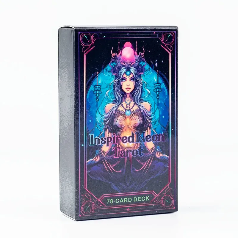 Jeu de Tarot néon inspiré, 78 cartes, Visions anglaises, édition Divination, 10.3x6cm, plateau pour jouer à des jeux et à la Divination