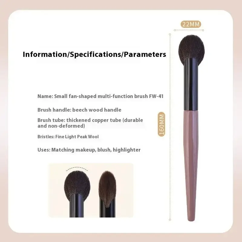 【B】1Pcs Small Fan Shape Blusher Brush Powder Blush Cream Liquid Blush Makeup Brushes Precise Blush Brush Makeup Tools