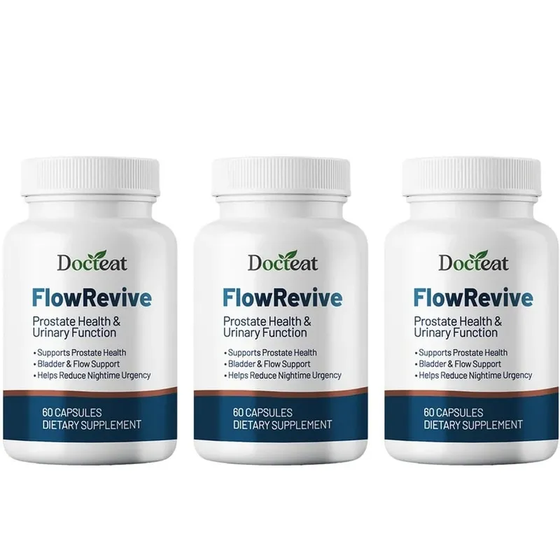 Docteat FlowRevive prosztata- és vizelettámogatás kapszula Saw Palmetto tökmaggal és Pygeum kéreg kivonattal - 60 kapszula