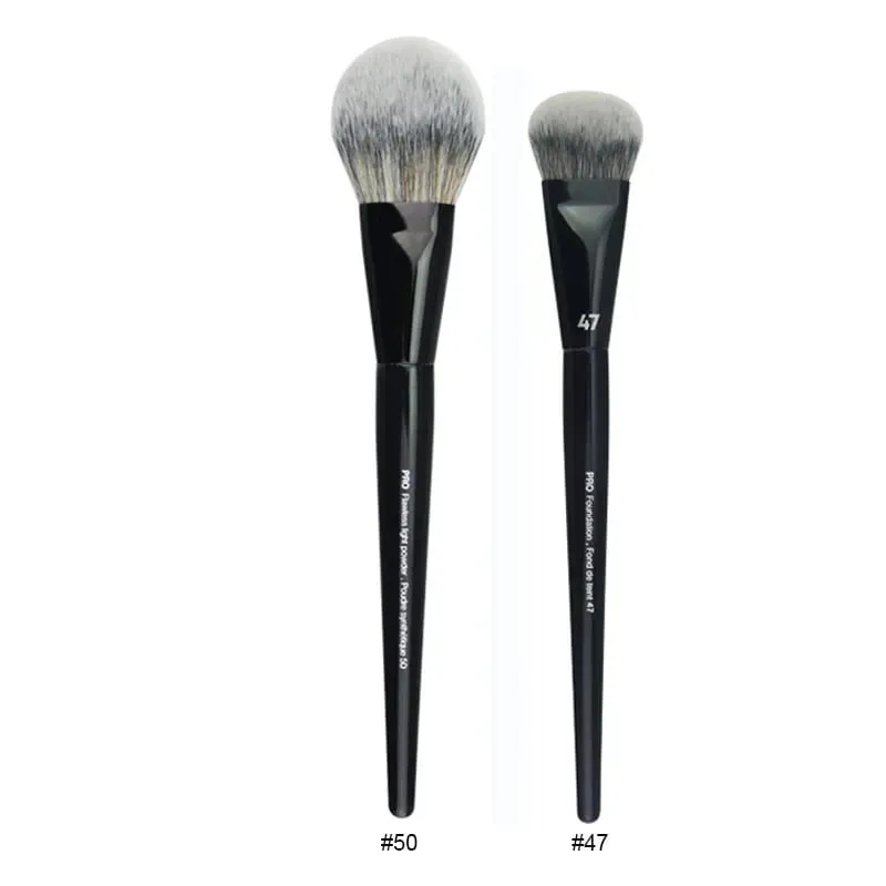 2 pièces/ensemble pinceaux de maquillage noirs Pro poudre de cheveux synthétiques ombre à paupières tache point culminant fond de teint aérographe diffuseur pinceau de maquillage — image 2