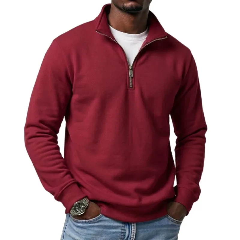 Mens Outdoor Quarter Zip Sweatshirts Casual Half Zip Pullover Hoodies Solid Color Spring Autumn Tops for Gym and Daily Tops — image 13