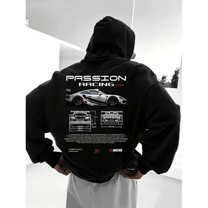 Kaswal na hoodie alphabet print ng lalaki na maluwag na fit - Bahrain streetwear 22ss men clothing hoodies hoodie men one piece haikyuu — image 2