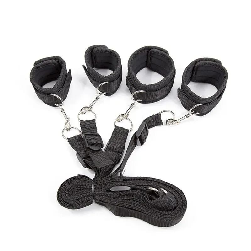 Restraint Set BDSM Bondage Handcuffs & Ankle Cuffs Slave On The Bed Open Leg Flirt Sex Toys For Women Couples Erotic No Vibrator — image 9