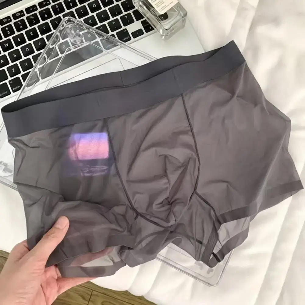 Cueca boxer masculina transparente, leve, elástica, cintura média em u-convexa, fina perspectiva, cuecas sem costura — image 9