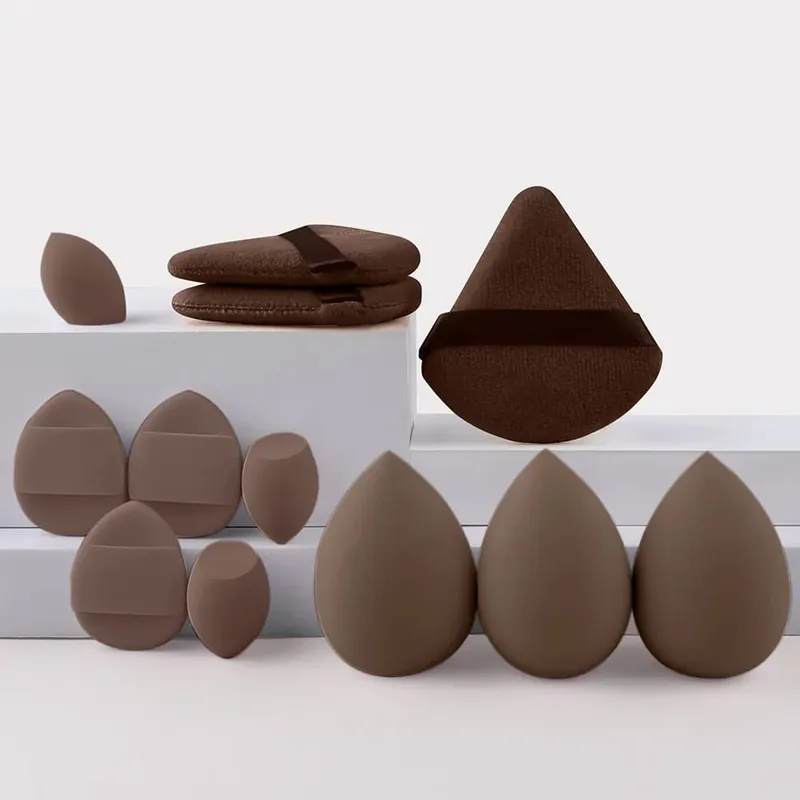 Ensemble d'éponges de maquillage portables, 12 pièces, bouffantes cosmétiques pour fond de teint, correcteur de visage, mélange d'éponges de beauté, puissance de crème liquide
