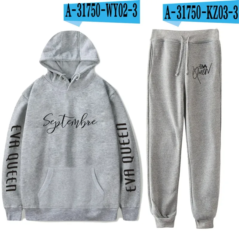 Hip hop confortável eva rainha impressão moletom moletom terno hoodies + calças terno meninos/meninas 2 peça conjunto roupas — image 38