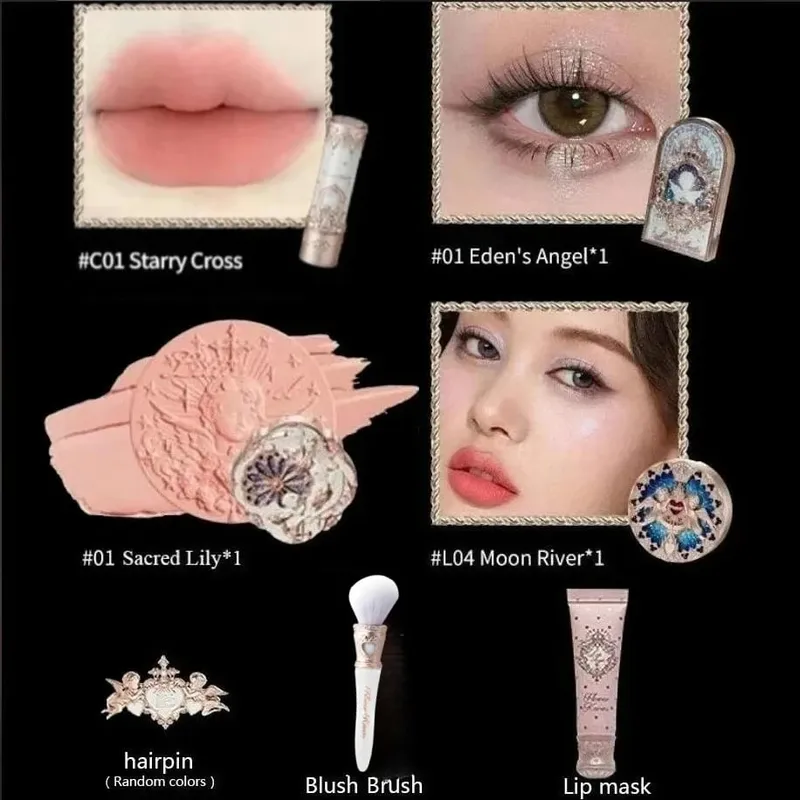 Συλλογή Flower Knows Little Angel Κουτί δώρου Μακιγιάζ Eyeshadow Blush Cream Matte Lipstick Full Kit All