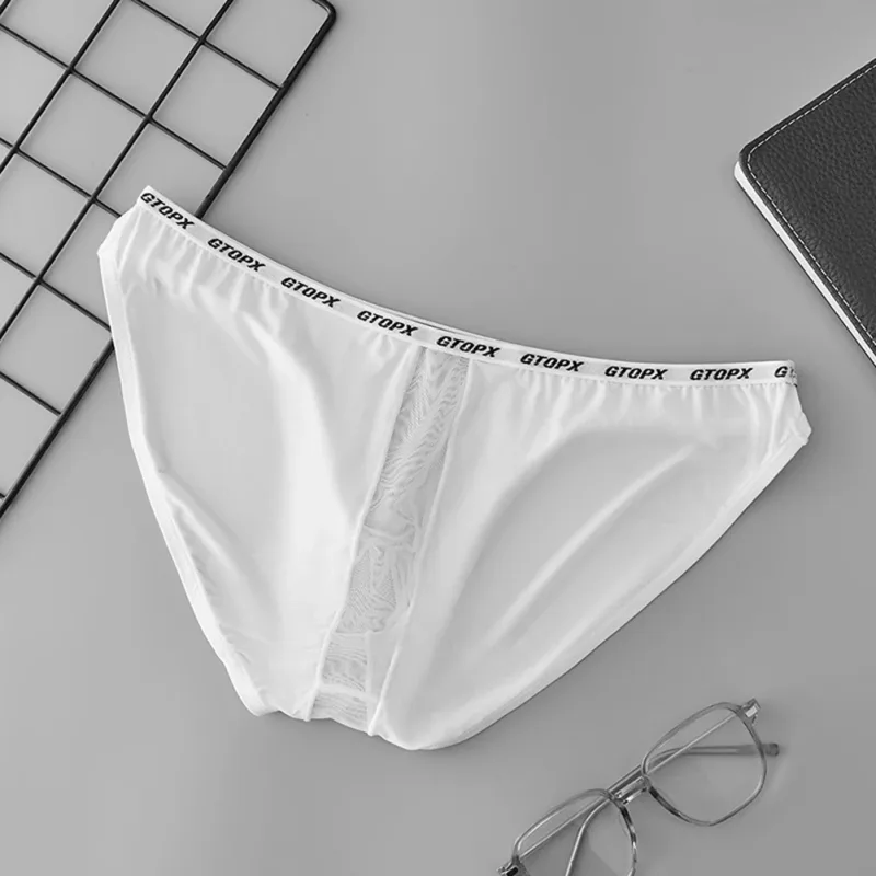U convexo bolsa cintura baixa cuecas masculinas de malha transparente tecido respirável fino adequado para todas as estações — image 11