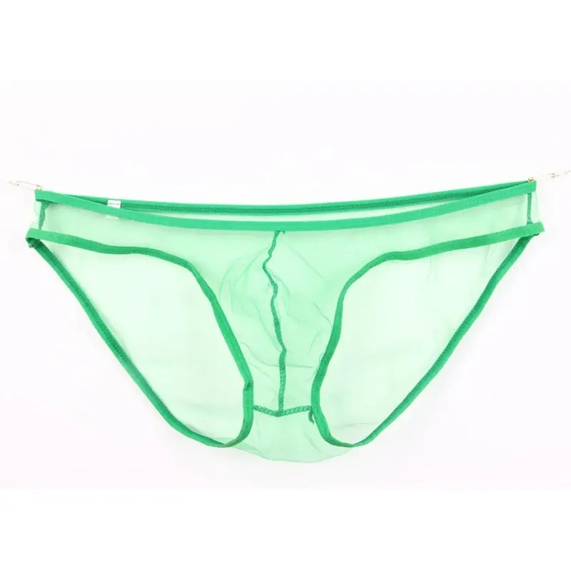 Men's Large Size Low Waist Mesh Briefs, Ultrathin Transparent Underwear, with U Convex Bag, Various Colors Available — image 3