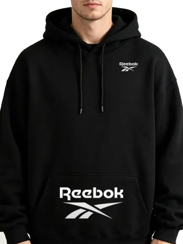 Reebok Logo Men's and Women's Casual Hooded Sweatshirt - Solid Hooded T-shirt - Street Style Casual Sweatshirt - Various Loose S — image 4