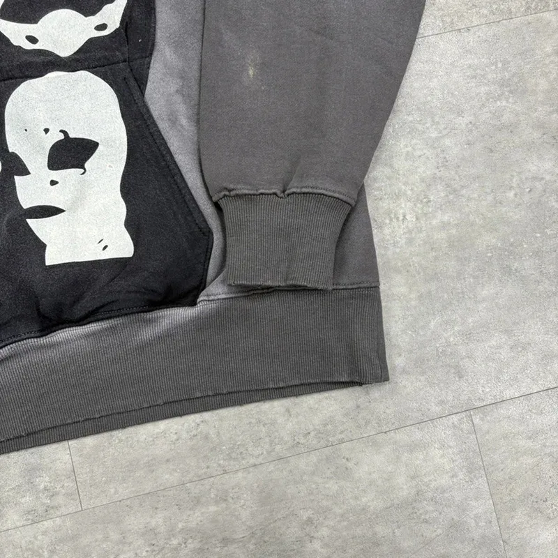 25FW Washed Grey SAINT Hoodies Men Woman Oversize Streetwear Damaged Hooded Pullovers Graphic Print Sweatshirts — image 9