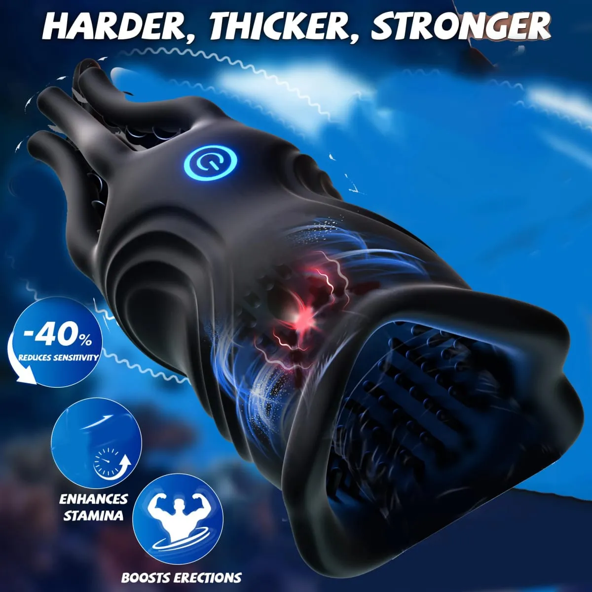 Penis Vibrator Male Masturbator Realistic Lips & Tentacle Stimulation Stroker 360° Blowjob Penis Trainer Sex Toy for Men