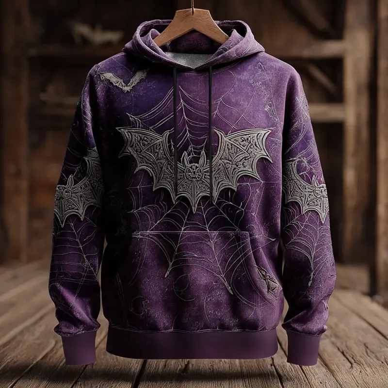 Halloween Men's 3D Bat Sweatshirt Punk Crew Neck 3D Print Club Streetwear Drawstring 3D Print Fall Winter Designer Hoodies — image 6