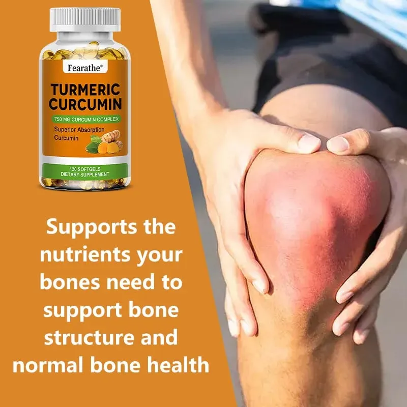 Organic Turmeric Curcumin Capsules Natural Antioxidant Herbal Supplement for Joint Bone Brain Cardiovascular & Body Wellness — image 2