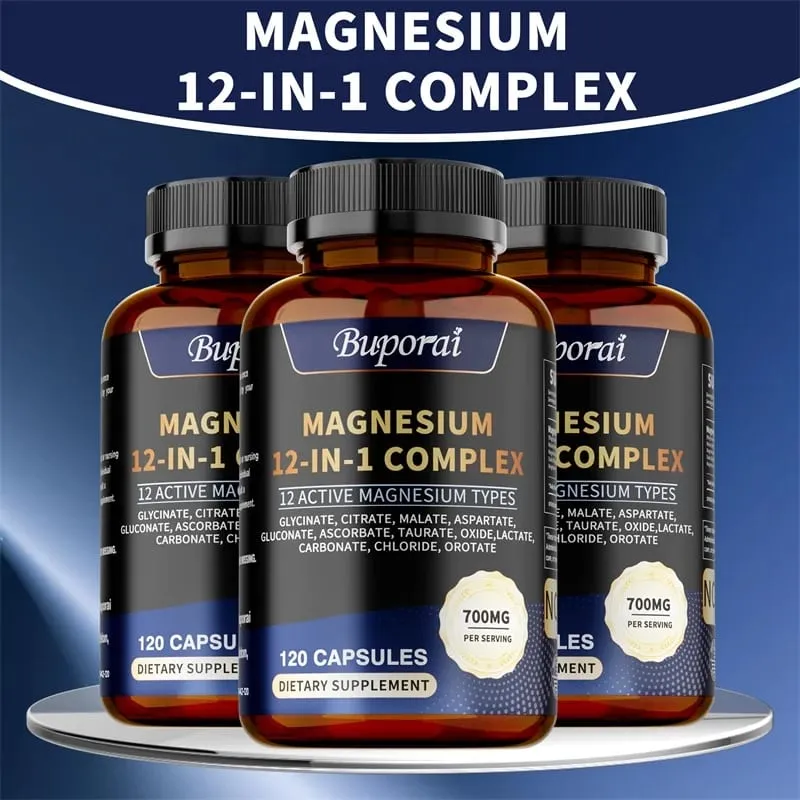 Magnézium komplex kapszula – Csont- és szívegészség-kiegészítő alvástámogató izomlazítás Stressz és szorongás enyhítése — image 2