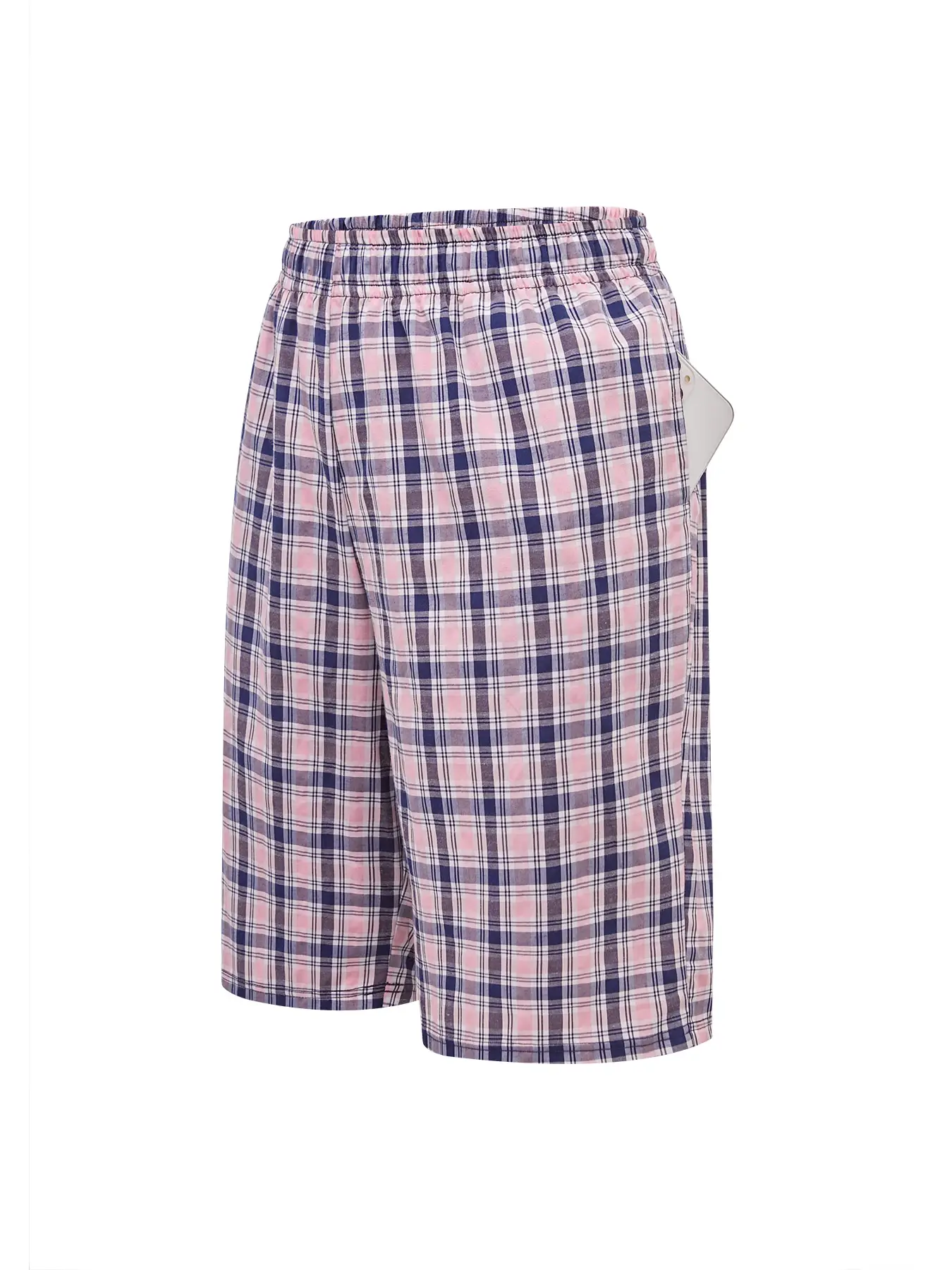 Calça longa de praia masculina, calça de canto plano, casual, xadrez, cintura elástica, confortável, casa, casual, dormir, juventude, calças de boxe — image 12