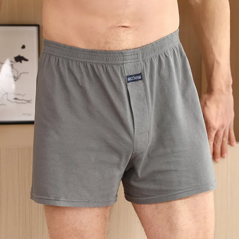 Boxer masculino pantie lote underpant solto grande curto algodão plus size roupa interior para homem boxer briefs sólido médio masculino boxer — image 2