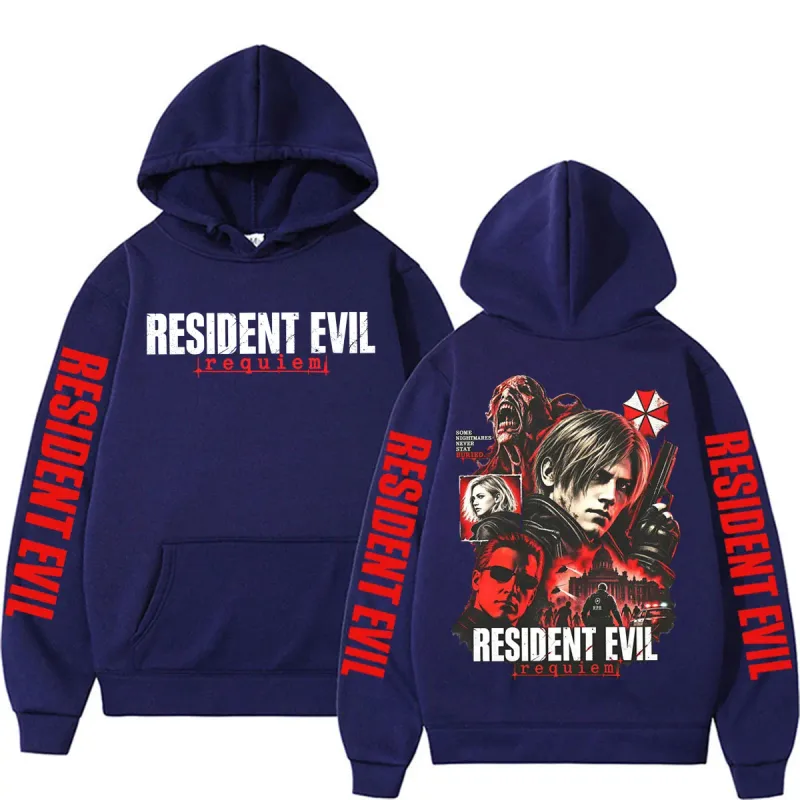 Leon Kennedy Resident Evil Requiem Merch Sweatshirt Mga Lalaki Babae Kaswal na Mataas na Kalidad ng Fleece Hoodie Harajuku Classic Gothic Hoodies — image 4