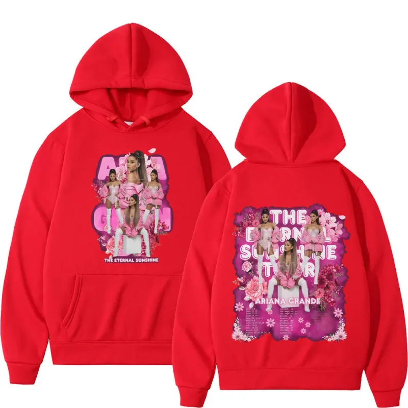 Cantora ariana grande tour 2026 gráfico moletom com capuz masculino feminino moda pulôver mangas compridas solto casual moletom de lã de grandes dimensões