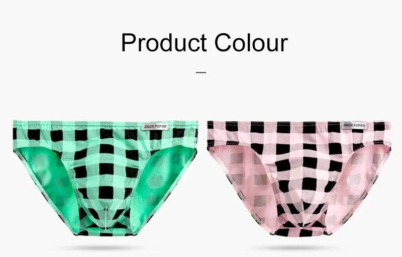 Mode Rutigt Underkläder Bomull Mjuk Elastisk Herrtrosa Andas Bekväma Ungdomkalsonger Herr Sexiga U Bulge Pouch Trosor