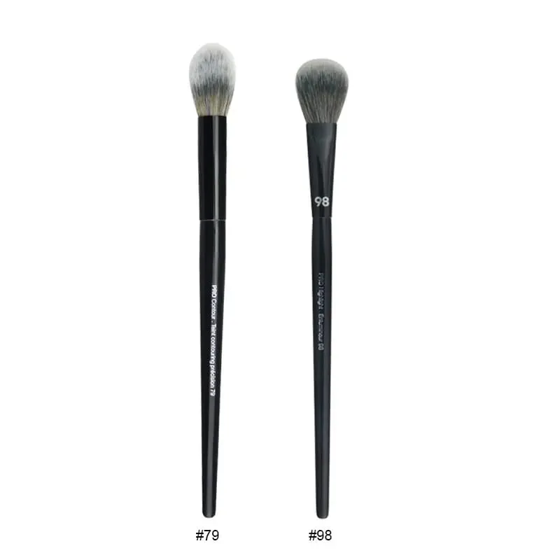 2 pièces/ensemble pinceaux de maquillage noirs Pro poudre de cheveux synthétiques ombre à paupières tache point culminant fond de teint aérographe diffuseur pinceau de maquillage — image 7