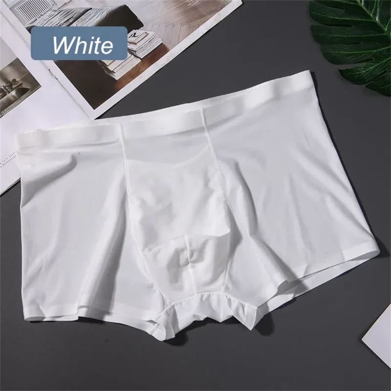 3 pçs de alta qualidade roupa interior masculina de seda gelo verão fino respirável sem costura calcinha sexy masculino plus size — image 15