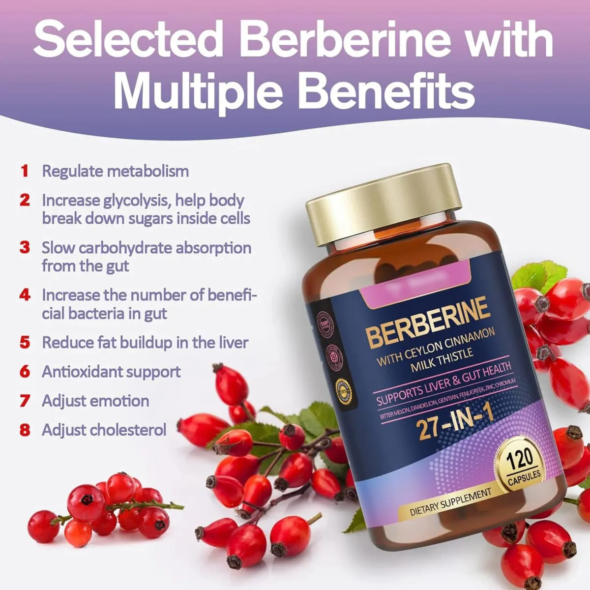 Berberine Ceylon fahéjas máriatövis-kiegészítők – antioxidánsok, amelyek elősegítik a máj emésztését és a bélrendszer egészségét, erősítik az immunitást — image 3