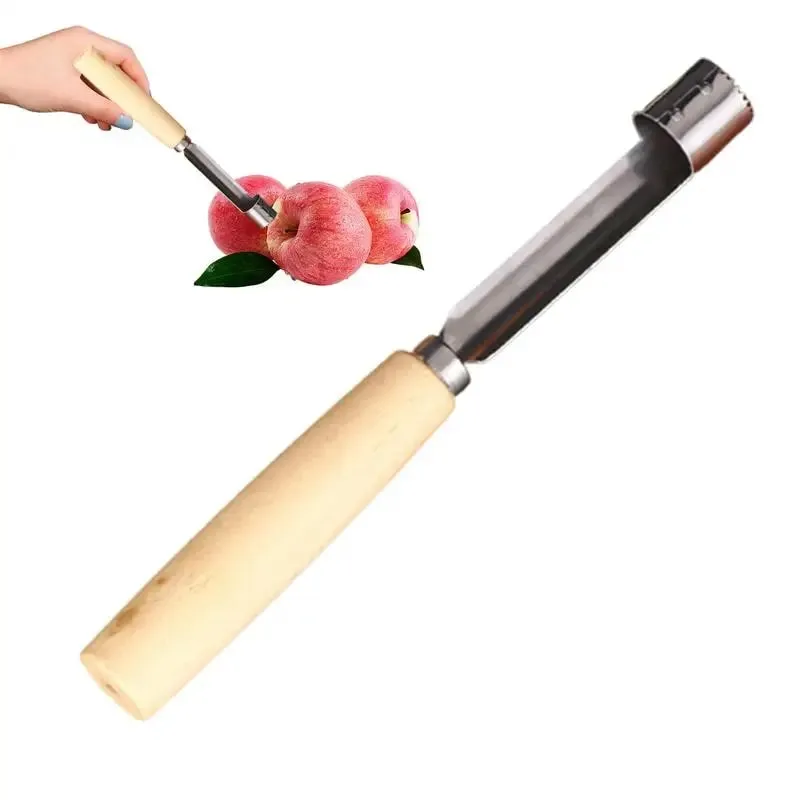 Corer כלי מטבח נירוסטה אגס פיטר נגד החלקה ידני מטבח מחליק עם ידית עץ לחיתוך פירות בישול סלט