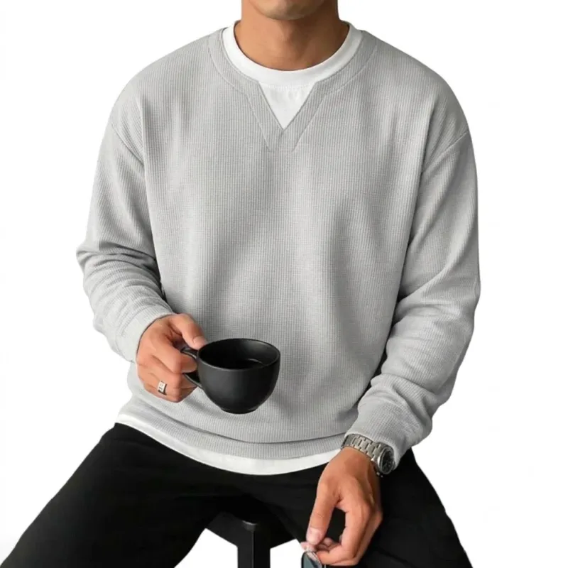 New Long Sleeve Sweatshirts for Men Casual T-Shirts Luxury Men's Coats Waffle Crew Neck Hoodie Men Poleron Breathable Tshirts — image 5