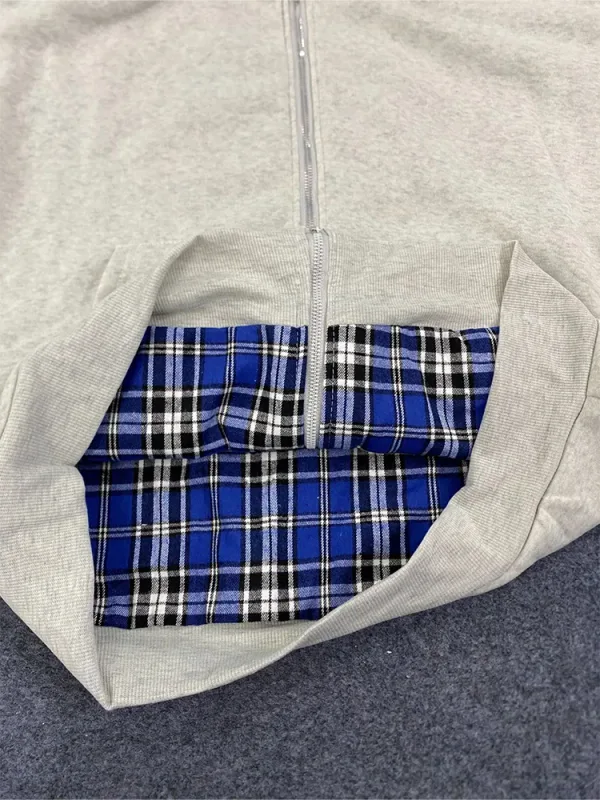Winter Casual Plaid Print Hoodie Women's Warm Zip-Up Double-Sided Wear Sweatshirt Female Fashion Trendy Loose Hooded — image 8