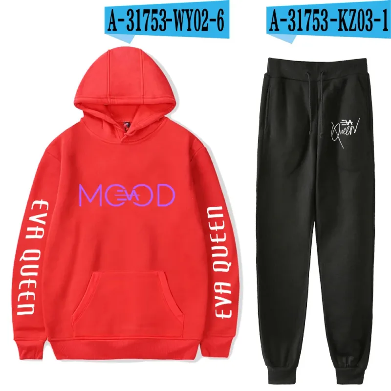 Hip hop confortável eva rainha impressão moletom moletom terno hoodies + calças terno meninos/meninas 2 peça conjunto roupas — image 20