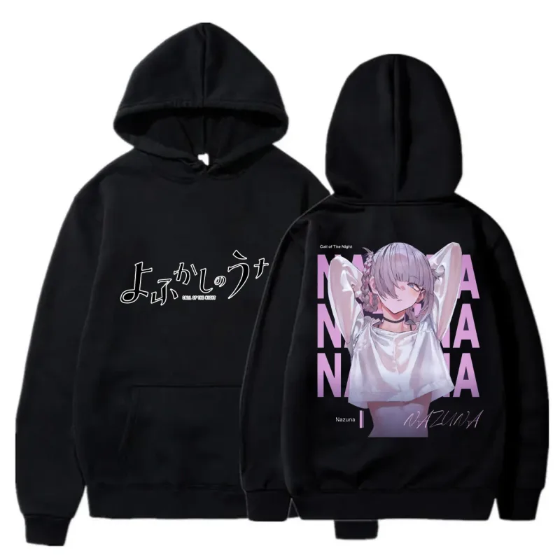 Y2K GECENİN anime ÇAĞRISI NAZUNA Nanakusa Komik Kapüşonlu Hip Hop Baskılı Sweatshirt Poleron Hombre Sokak Giyimi Harajuku Eşofman Takımı — image 2