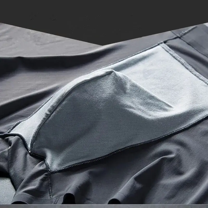 Sem costura boxers de seda gelo masculino cor sólida cuecas masculinas ultra-fino sexy roupa interior verão legal tronco shorts