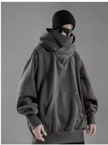 Moletom de gola alta bordado oversized y2k masculino feminino com capuz japonês ninja hoodies outono hip hop velo bolso streetwear — image 8